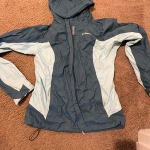 Womens blue Columbia rain coat